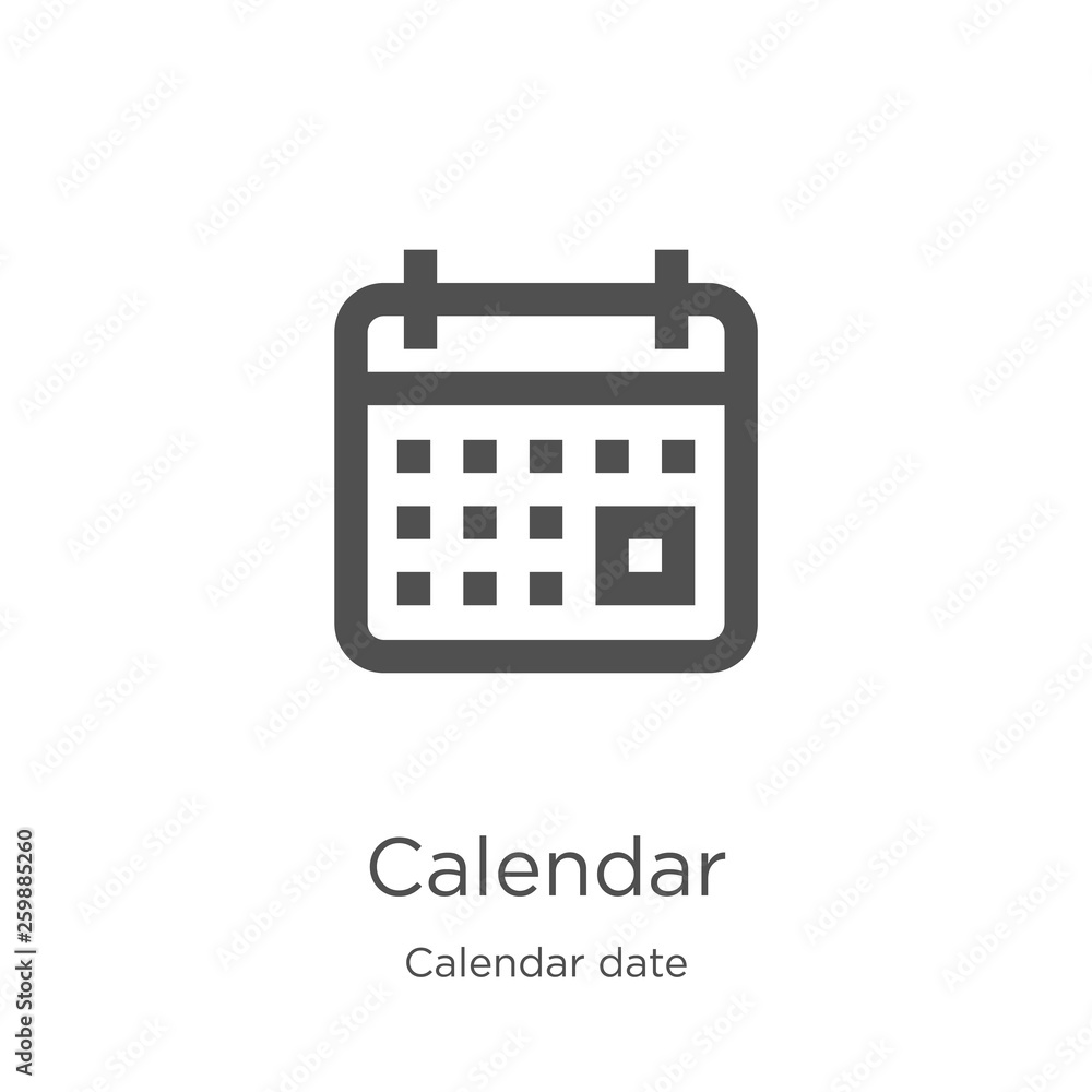 calendar icon vector from calendar date collection. Thin line calendar
