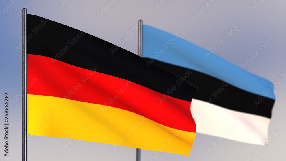 Estonia 3D flag waving in wind.