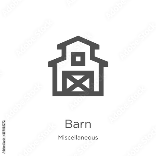 barn icon vector from miscellaneous collection. Thin line barn outline icon vector illustration. Outline, thin line barn icon for website design and mobile, app development