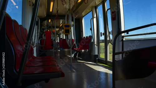 Internal View of the Electric Light Metro Rail in Cagliari Sardinia Video 4K