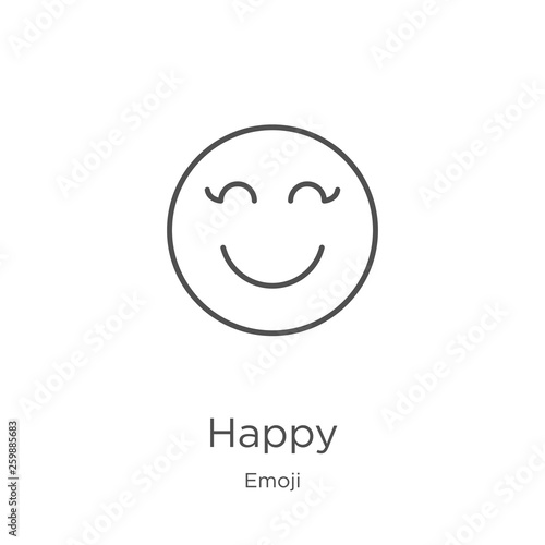 happy icon vector from emoji collection. Thin line happy outline icon vector illustration. Outline, thin line happy icon for website design and mobile, app development
