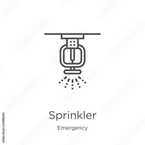 sprinkler icon vector from emergency collection. Thin line sprinkler outline icon vector illustration. Outline, thin line sprinkler icon for website design and mobile, app development
