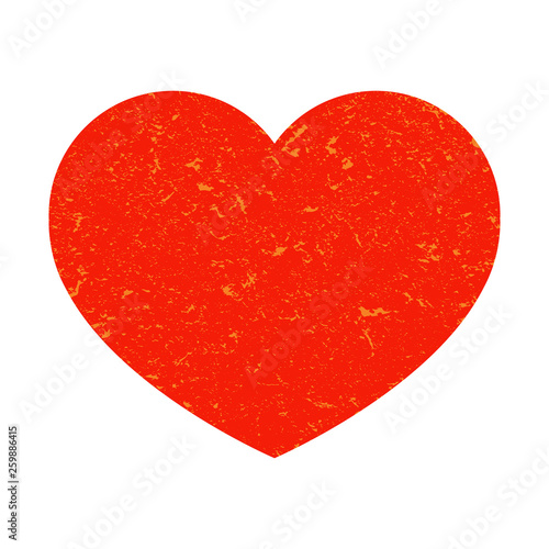  Red heart on an isolated white background. Heart in grunge style. Decorative element for design and decoration. Vector illustration.