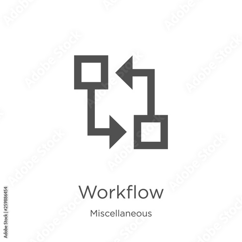 workflow icon vector from miscellaneous collection. Thin line workflow outline icon vector illustration. Outline, thin line workflow icon for website design and mobile, app development