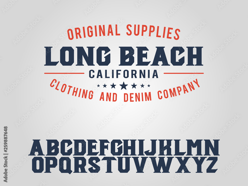 Long beach. California. Original serif font. Classic print. Retro badge. Vintage American style.