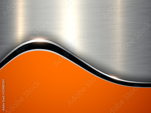 Elegant metallic background, silver orange vector design.