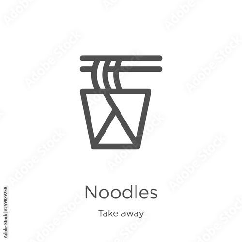 noodles icon vector from take away collection. Thin line noodles outline icon vector illustration. Outline, thin line noodles icon for website design and mobile, app development
