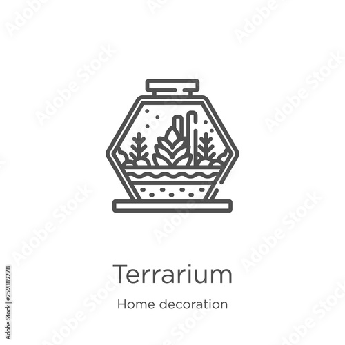 terrarium icon vector from home decoration collection. Thin line terrarium outline icon vector illustration. Outline, thin line terrarium icon for website design and mobile, app development