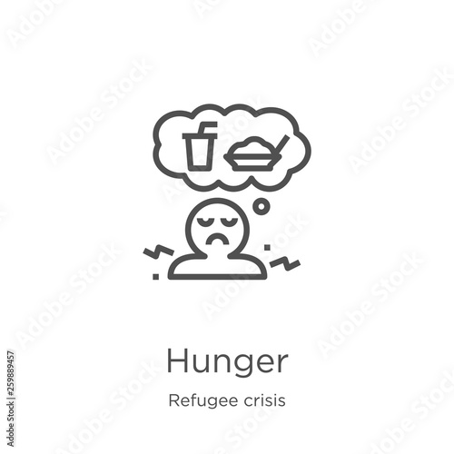 hunger icon vector from refugee crisis collection. Thin line hunger outline icon vector illustration. Outline, thin line hunger icon for website design and mobile, app development photo