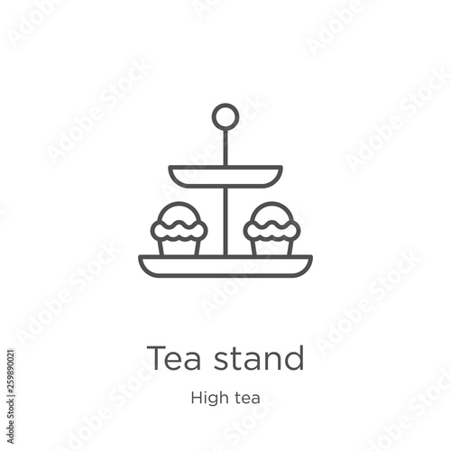 tea stand icon vector from high tea collection. Thin line tea stand outline icon vector illustration. Outline, thin line tea stand icon for website design and mobile, app development