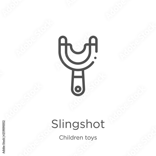 slingshot icon vector from children toys collection. Thin line slingshot outline icon vector illustration. Outline, thin line slingshot icon for website design and mobile, app development