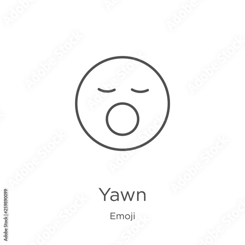 yawn icon vector from emoji collection. Thin line yawn outline icon vector illustration. Outline, thin line yawn icon for website design and mobile, app development