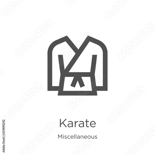karate icon vector from miscellaneous collection. Thin line karate outline icon vector illustration. Outline, thin line karate icon for website design and mobile, app development