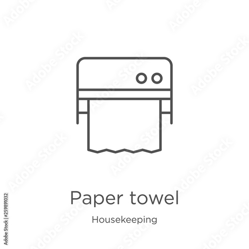 paper towel icon vector from housekeeping collection. Thin line paper towel outline icon vector illustration. Outline, thin line paper towel icon for website design and mobile, app development