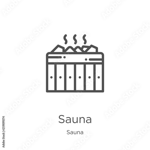 sauna icon vector from sauna collection. Thin line sauna outline icon vector illustration. Outline, thin line sauna icon for website design and mobile, app development