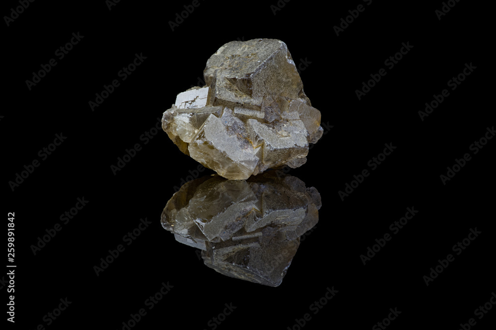Fluorite isolated black background with mirror reflection Fluorite isolated black background with mirror reflection