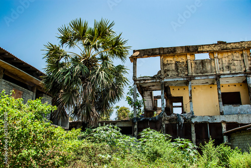 Ruined building in Jaffna in Sri Lanka
