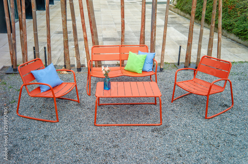 garden coffee table with chairs.