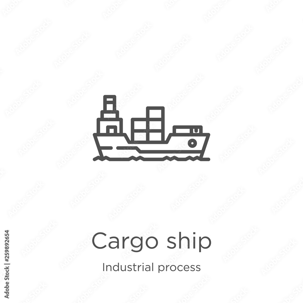 cargo ship icon vector from industrial process collection. Thin line ...
