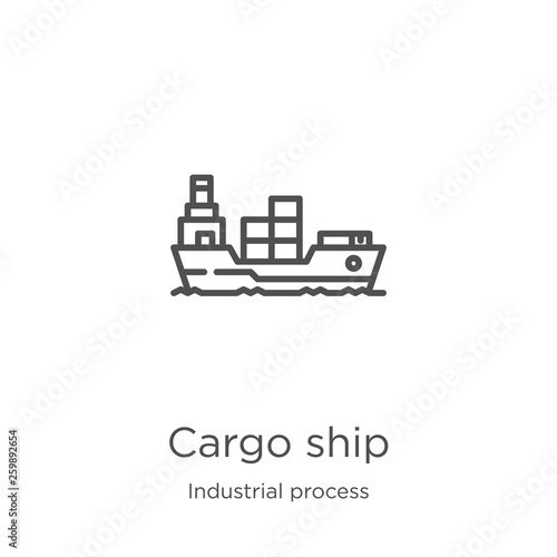 cargo ship icon vector from industrial process collection. Thin line cargo ship outline icon vector illustration. Outline, thin line cargo ship icon for website design and mobile, app development