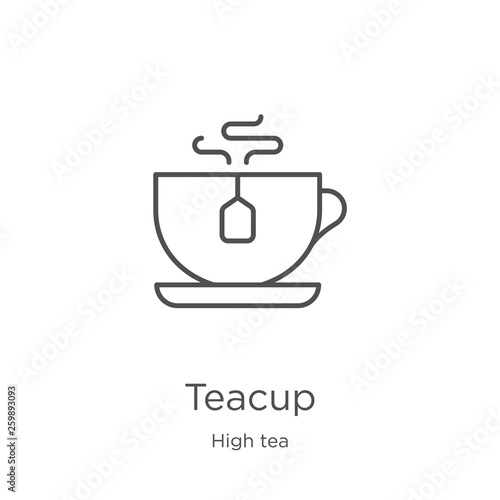 teacup icon vector from high tea collection. Thin line teacup outline icon vector illustration. Outline, thin line teacup icon for website design and mobile, app development