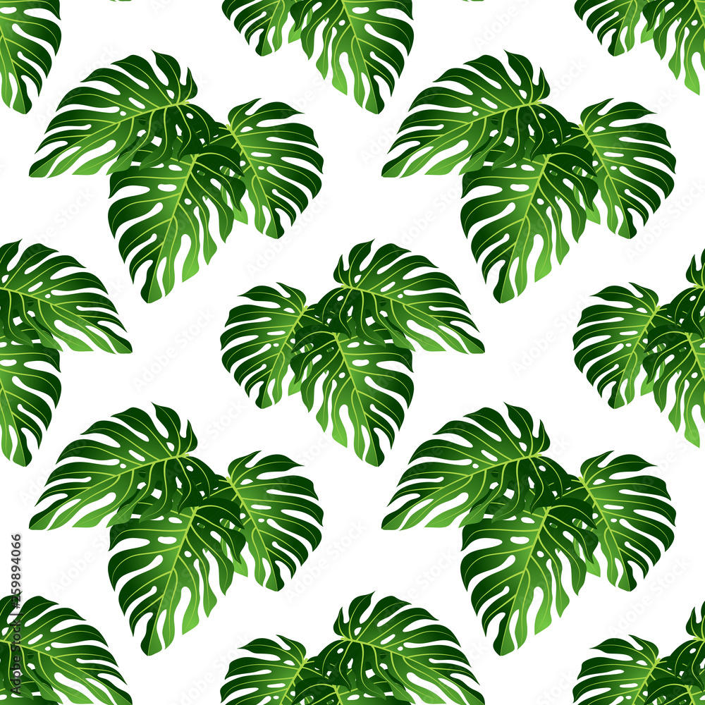 Monstera leaf seamless pattern.
