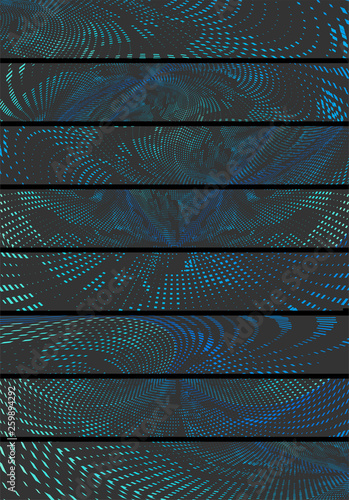 Blue and turquose color, dotted halftone banners set. Business presentation, brochure, flyer cover template.