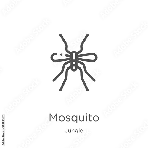 mosquito icon vector from jungle collection. Thin line mosquito outline icon vector illustration. Outline, thin line mosquito icon for website design and mobile, app development