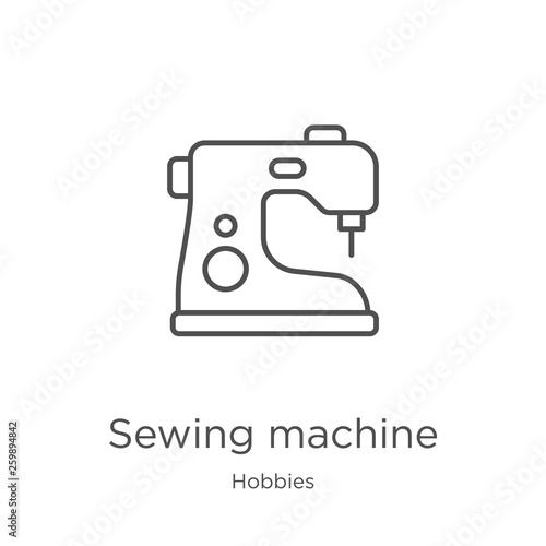 sewing machine icon vector from hobbies collection. Thin line sewing machine outline icon vector illustration. Outline, thin line sewing machine icon for website design and mobile, app development