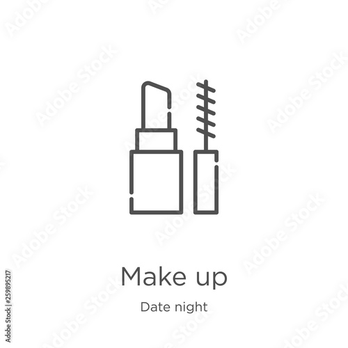 make up icon vector from date night collection. Thin line make up outline icon vector illustration. Outline, thin line make up icon for website design and mobile, app development