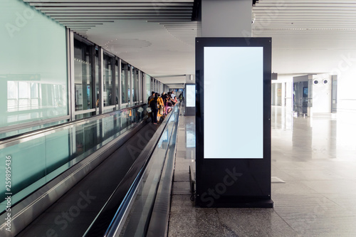 blank advertising billboard at airport, Mock up photo