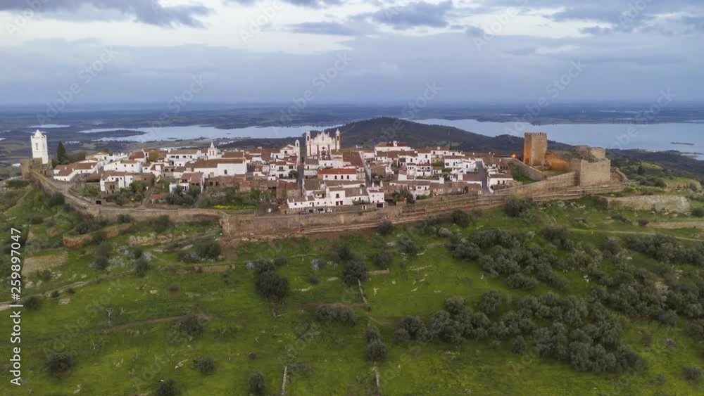 Drone Hyperlapse moving timelapse of Monsaraz village in Portugal Drone Hyperlapse moving timelapse of Monsaraz village in Portugal