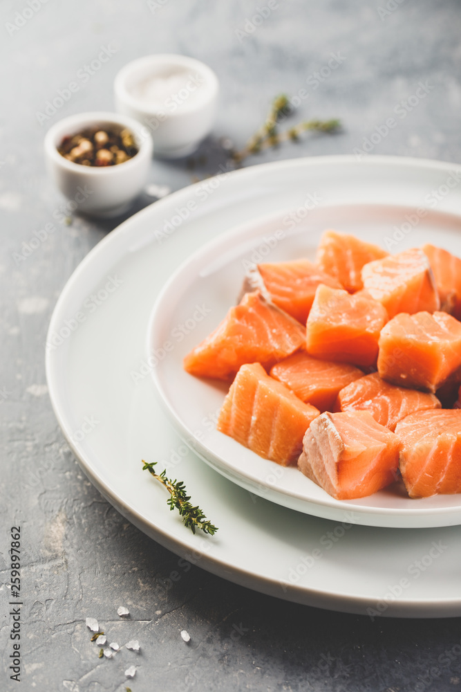Close up at pieces of Salmon Close up at pieces of Salmon
