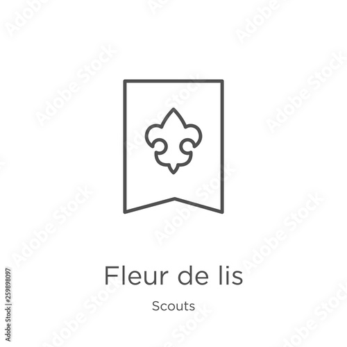 fleur de lis icon vector from scouts collection. Thin line fleur de lis outline icon vector illustration. Outline, thin line fleur de lis icon for website design and mobile, app development
