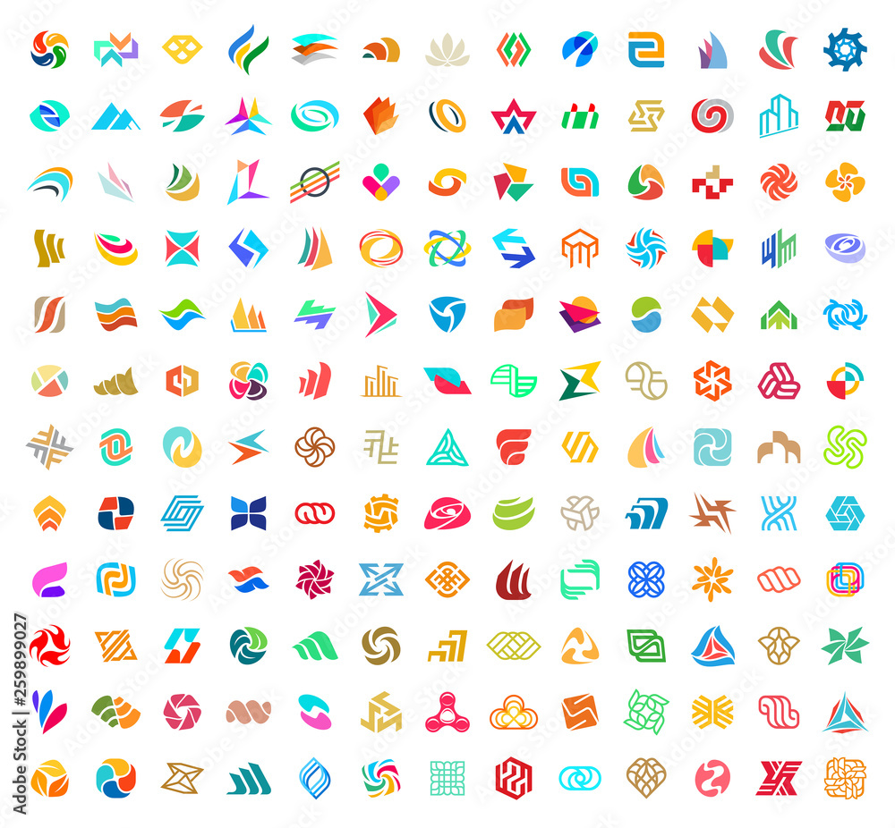 Fototapeta premium Abstract logos collection. Geometrical abstract logos. Isolated on White background