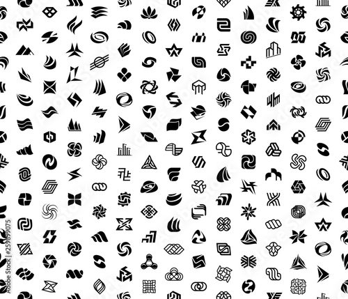 Seamless pattern with Abstract logos. Isolated on White background