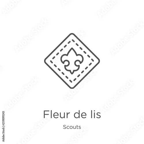 fleur de lis icon vector from scouts collection. Thin line fleur de lis outline icon vector illustration. Outline, thin line fleur de lis icon for website design and mobile, app development