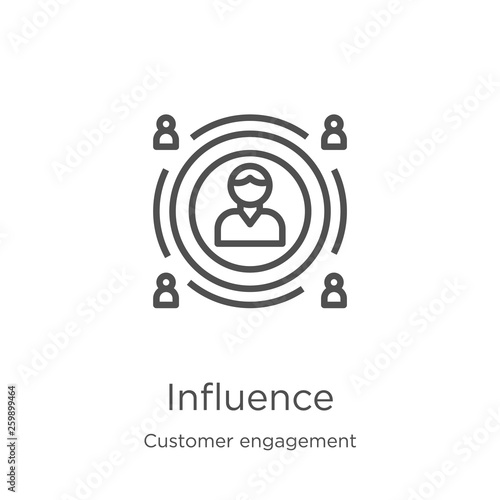 influence icon vector from customer engagement collection. Thin line influence outline icon vector illustration. Outline, thin line influence icon for website design and mobile, app development photo