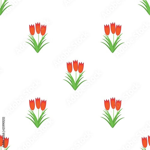 Three red flowers in one bouquet. Seamless Wallpaper pattern.  The ability to stretch to any size in all directions without loss of quality.  Vector illustration.