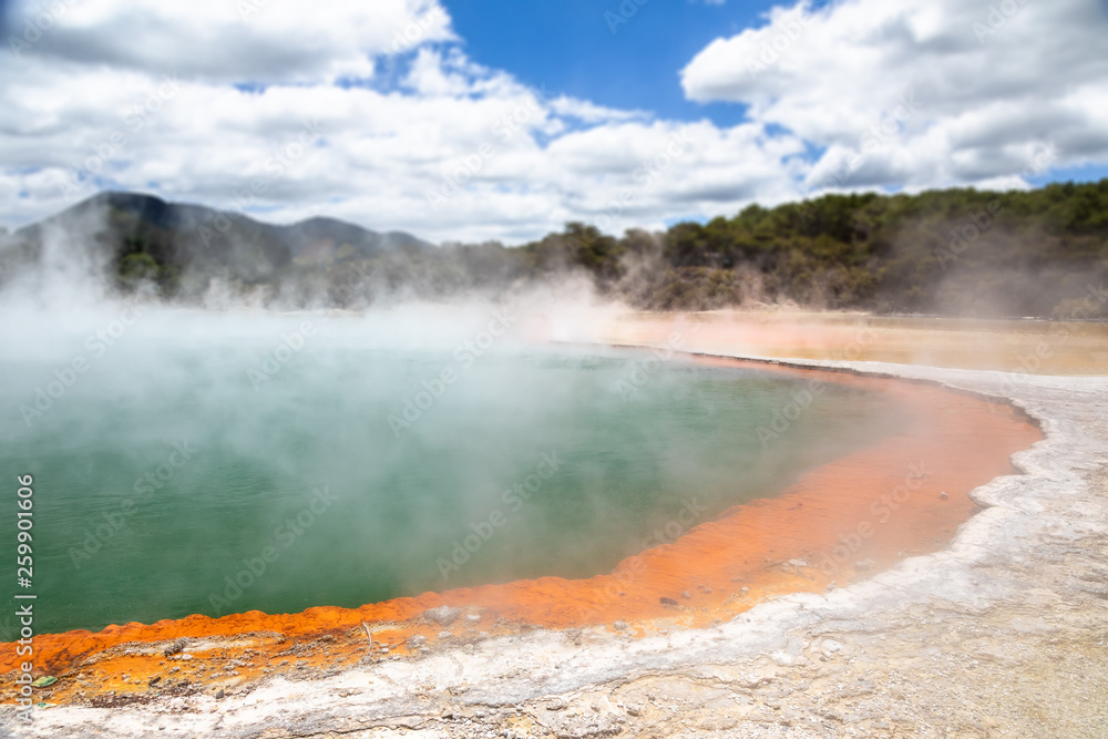 hot sparkling lake in New Zealand hot sparkling lake in New Zealand