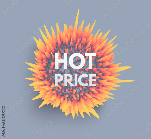 Hote sale. Crystal, mineral or stone. Prickly sphere for design project. Floral art. Background with exploding rays. Abstract vector illustration for advertising, marketing and presentation.