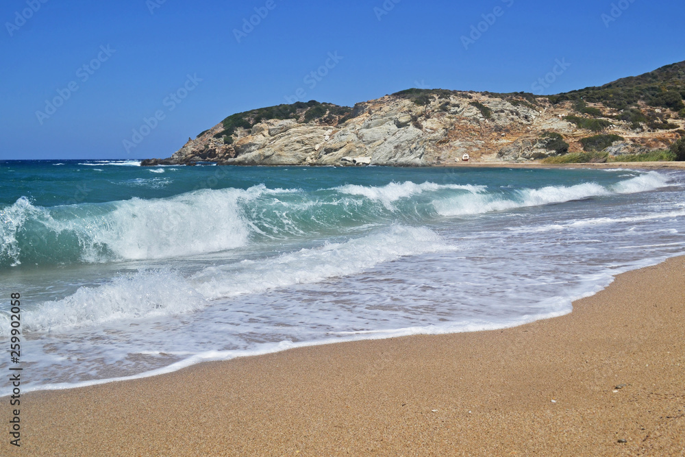 wavy Aegean sea at North Euboea Greece - famous summer destination