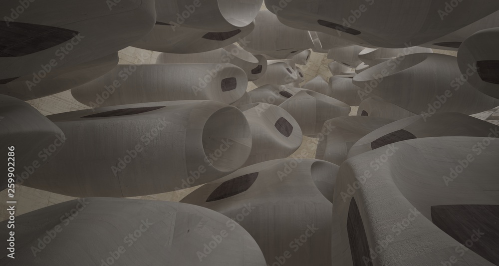 Obraz premium Empty abstract brown concrete room smooth interior. Architectural background. 3D illustration and rendering