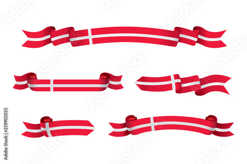 Denmark flag ribbon isolated on white background. Vector illustration