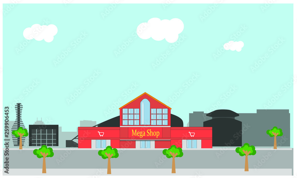 vector of shopping center in arlington city in united states
