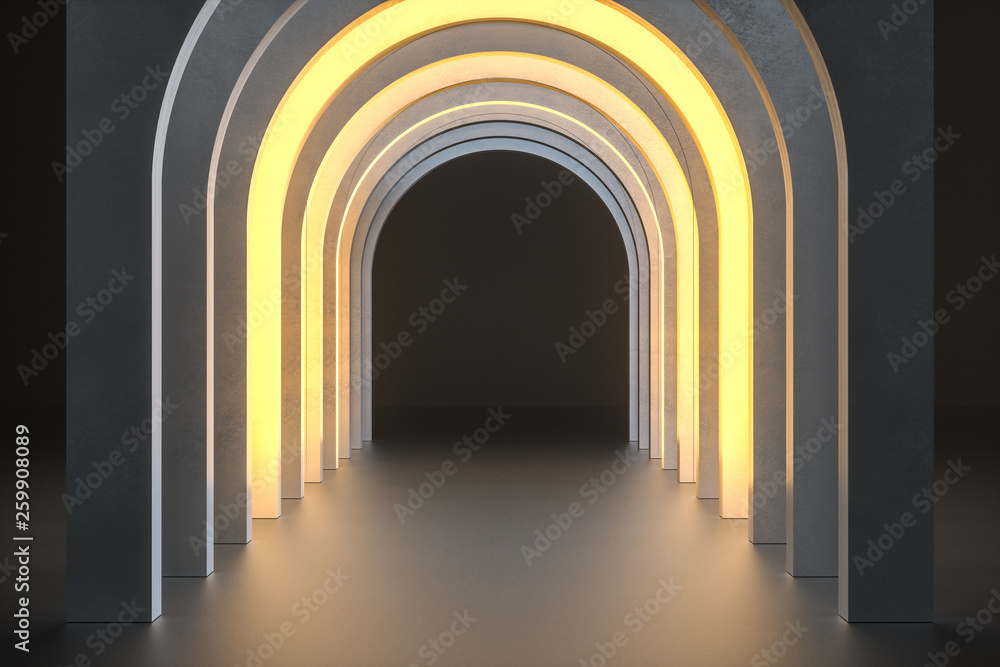 3d rendering, dust rock tunnel construction, mysterious background