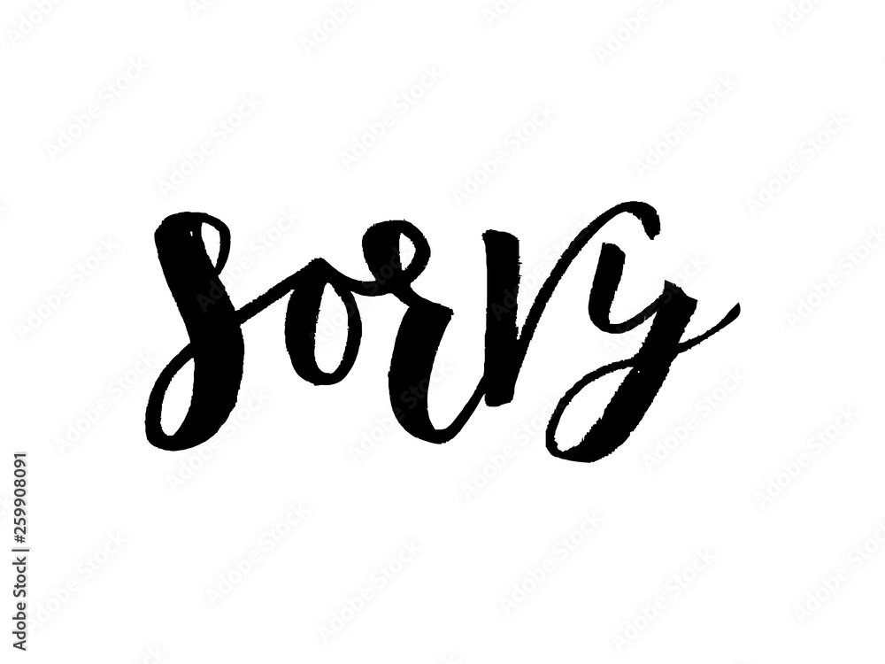 Hand Lettering word sorry. Handwritten modern brush calligraphy. Hand Lettering word sorry. Handwritten modern brush calligraphy.