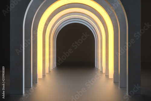 Fototapeta Naklejka Na Ścianę i Meble -  3d rendering, dust rock tunnel construction, mysterious background