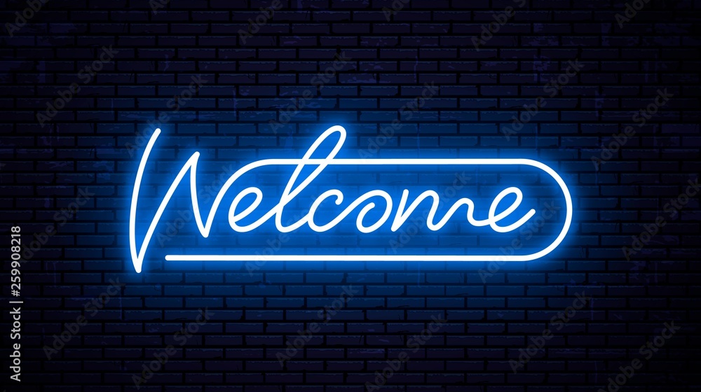 Vector neon inscription welcome for signboard Vector neon inscription welcome for signboard