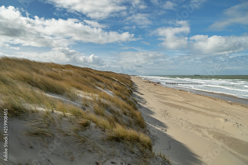 View from Domburg Dunes with awesome Sky at springtime / Netherlands
